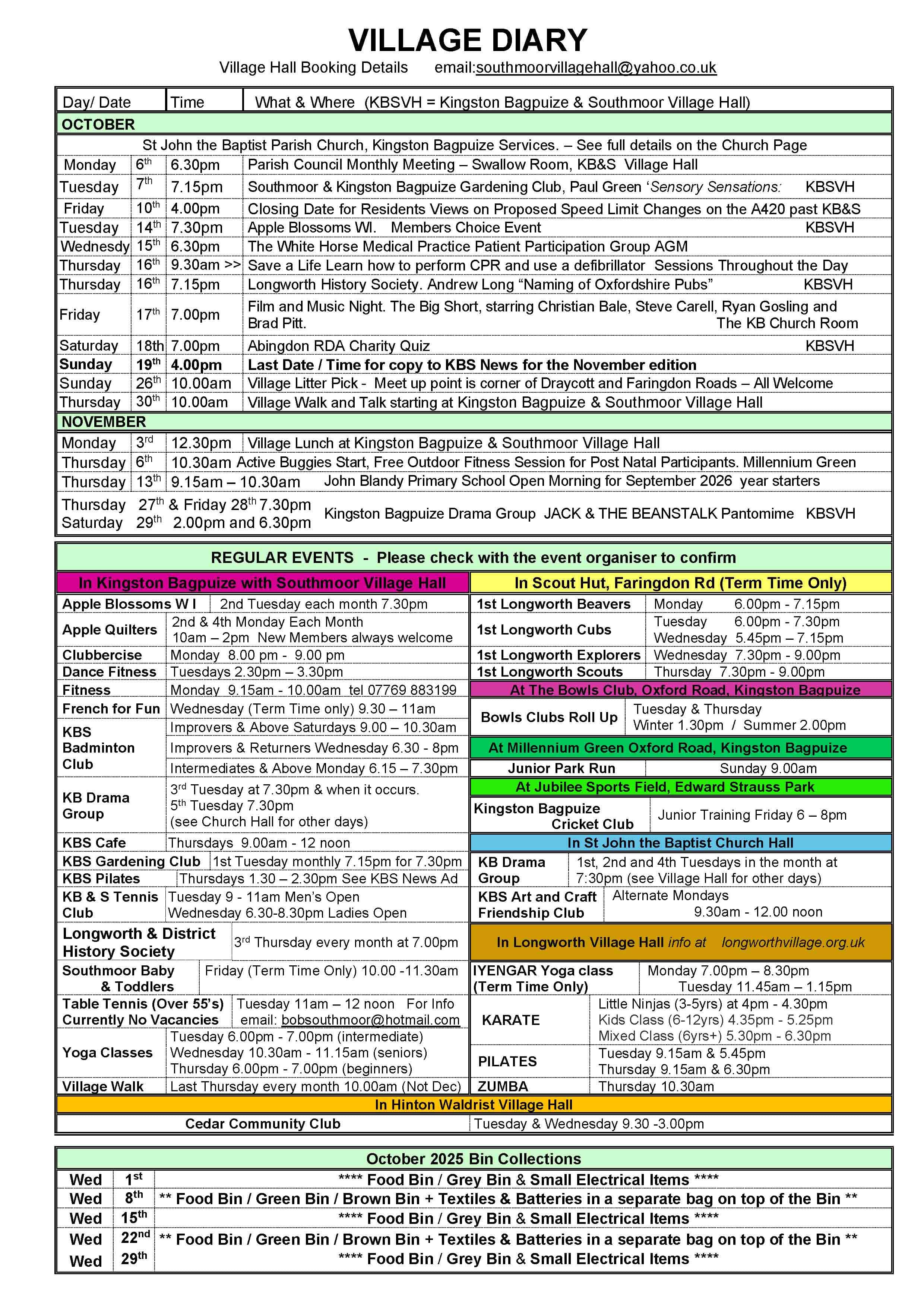 0 Village Diary October 2025 for Website min