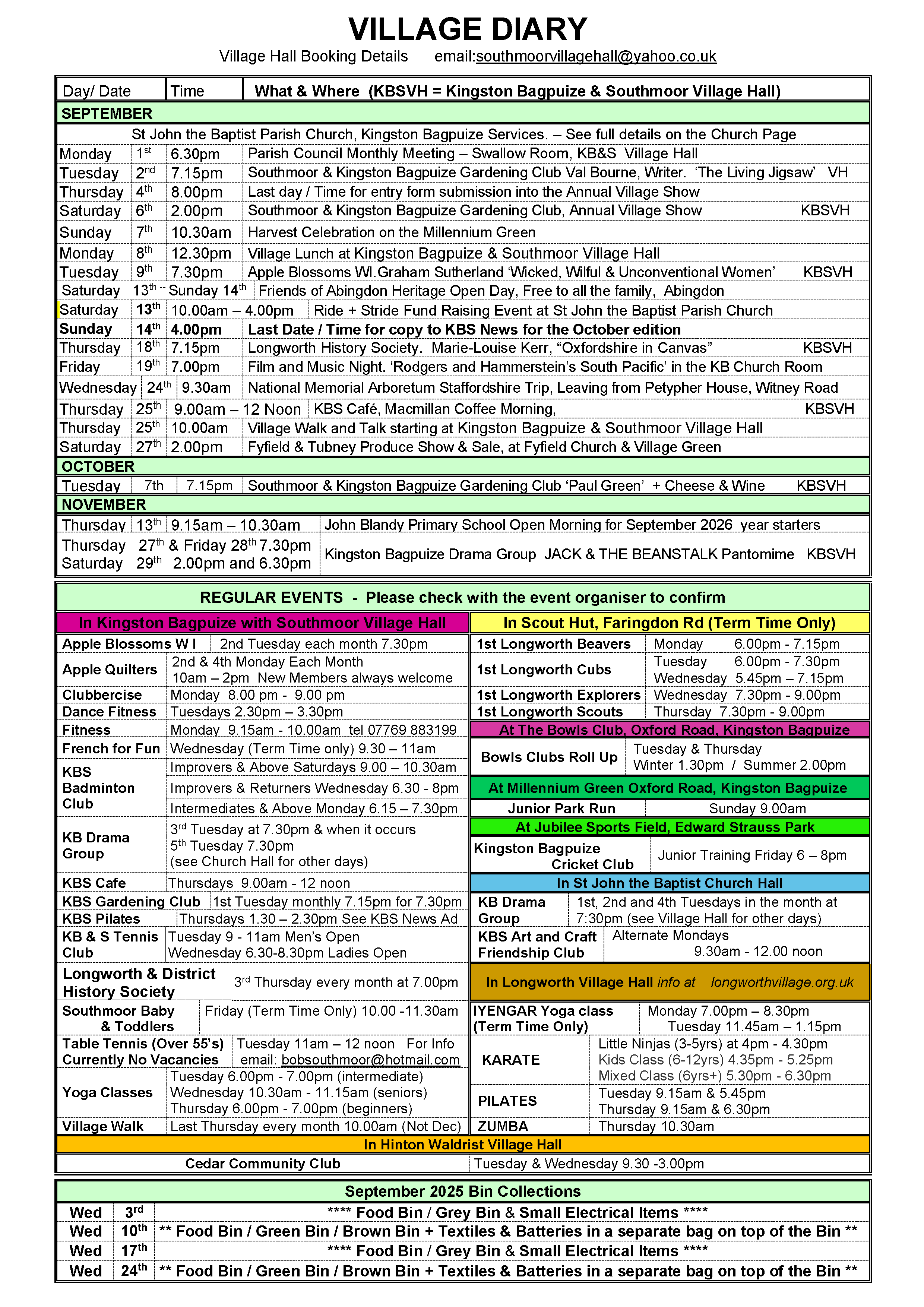 2025 09 Village Diary September 2025 for Web Site